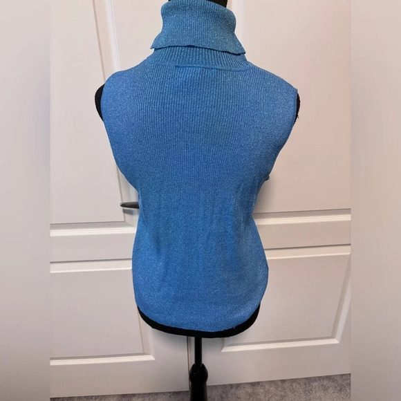 Vintage | Nygard Collection | Blue Sparkly Sleeveless Turtle Neck | Size M - Picture 8 of 10